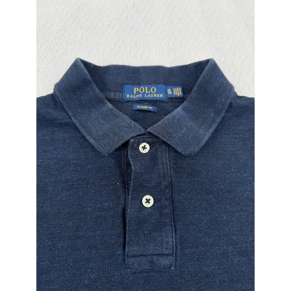 Polo Ralph Lauren Mens XL Classic Fit Short Sleeve Polo Navy Blue Heathered